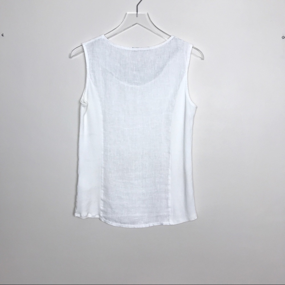 Lungo L’arno White Linen Tank Beaded Neckline Sz S - Picture 6 of 8